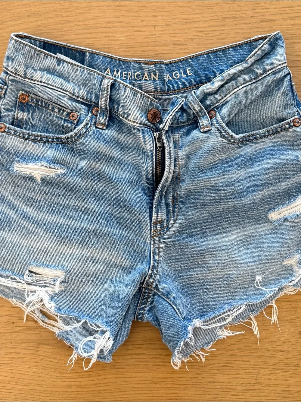 American Eagle Outfitters Light Blue | Distressed Denim Cutoff Shorts